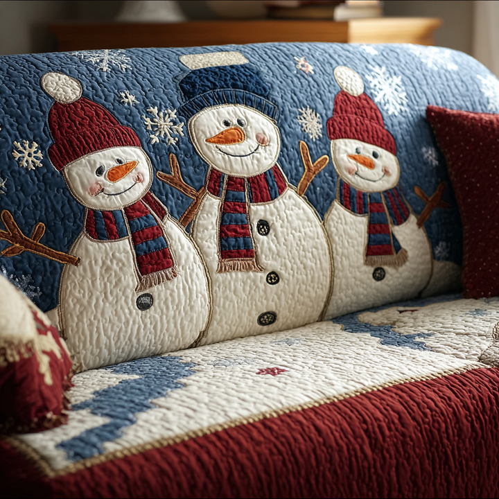 Winter Snowman Quilted Sofa Cover