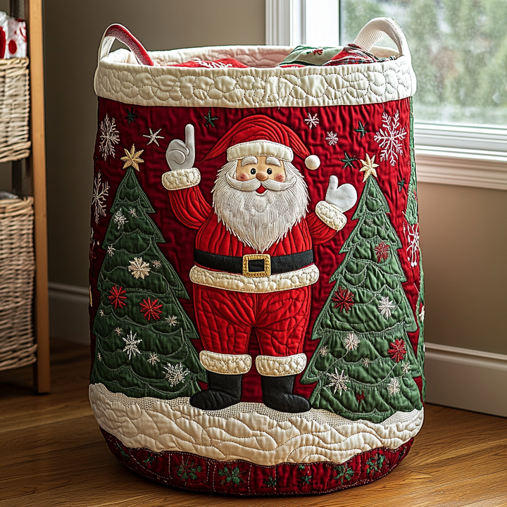 Santa Quilted Laundry Basket