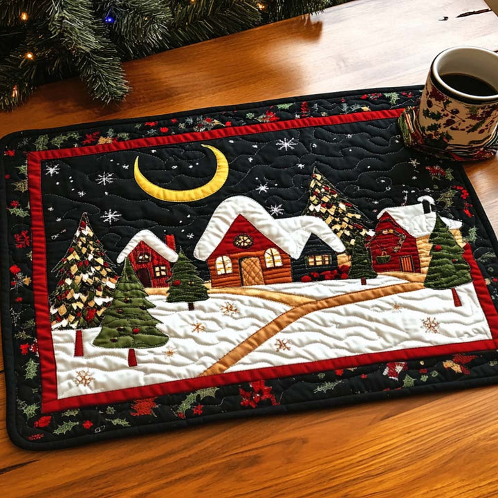 Winter Wonderland Village Quilted Placemat