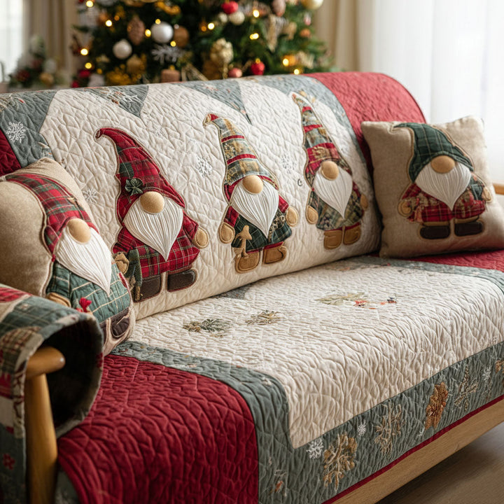Woodland Holiday Friends Quilted Sofa Cover