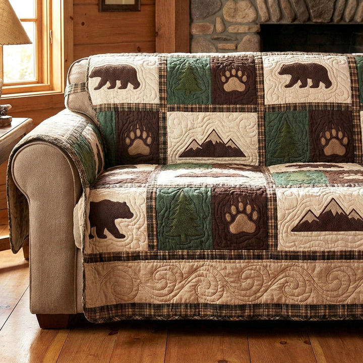 Woodland Tracks Quilted Sofa Cover