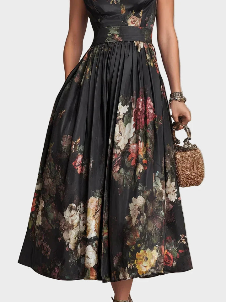 Elsa - Pleated midi dress with a floral pattern