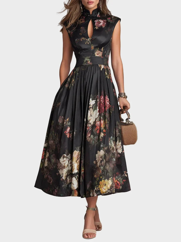 Elsa - Pleated midi dress with a floral pattern