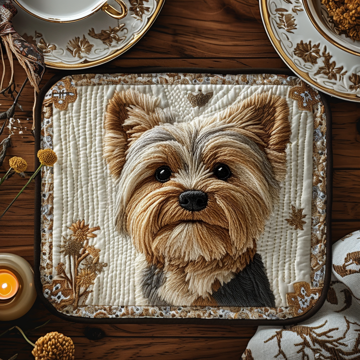 Yorkie Charm Quilted Place Mat