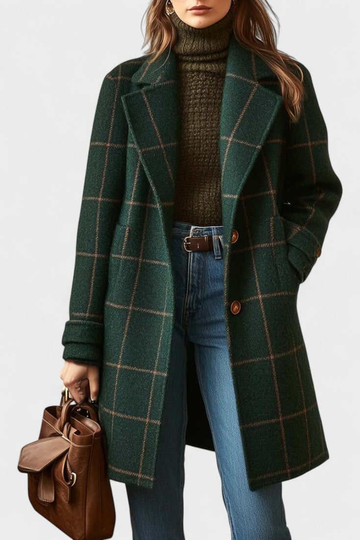 Yrsa - Elegant checked tweed coat