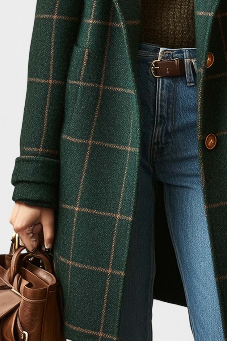 Yrsa - Elegant checked tweed coat