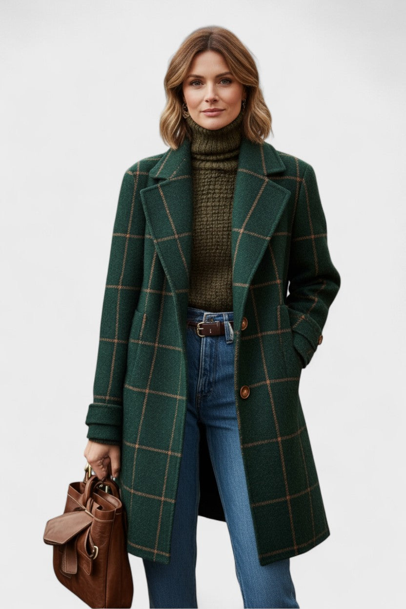 Yrsa - Elegant checked tweed coat