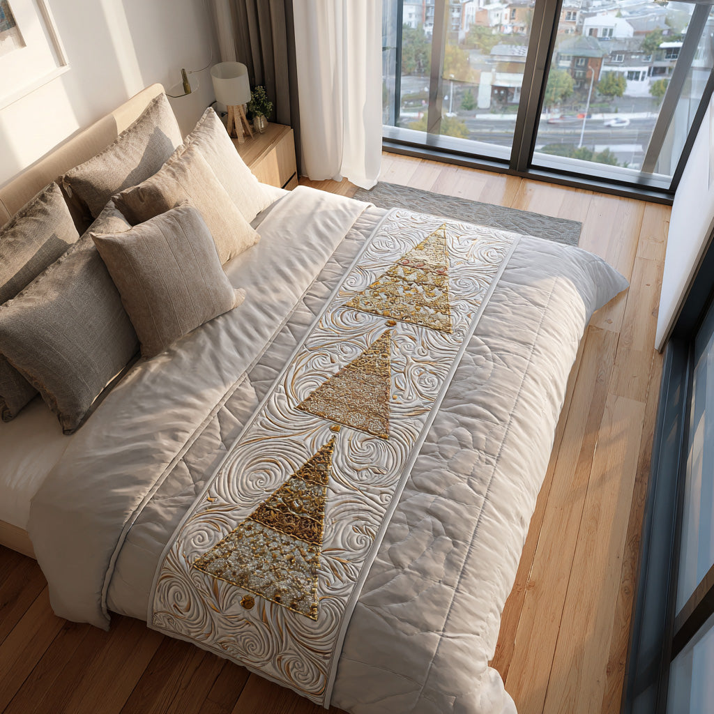 Christmas Tree Quilted Bed Runner