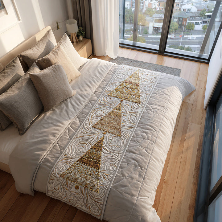 Christmas Tree Quilted Bed Runner