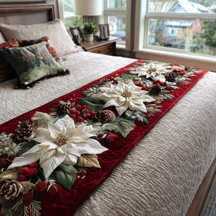 Yuletide Bloom Quilted Bed Runner