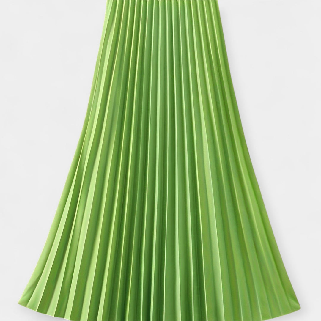 Veronika - Long pleated satin skirt