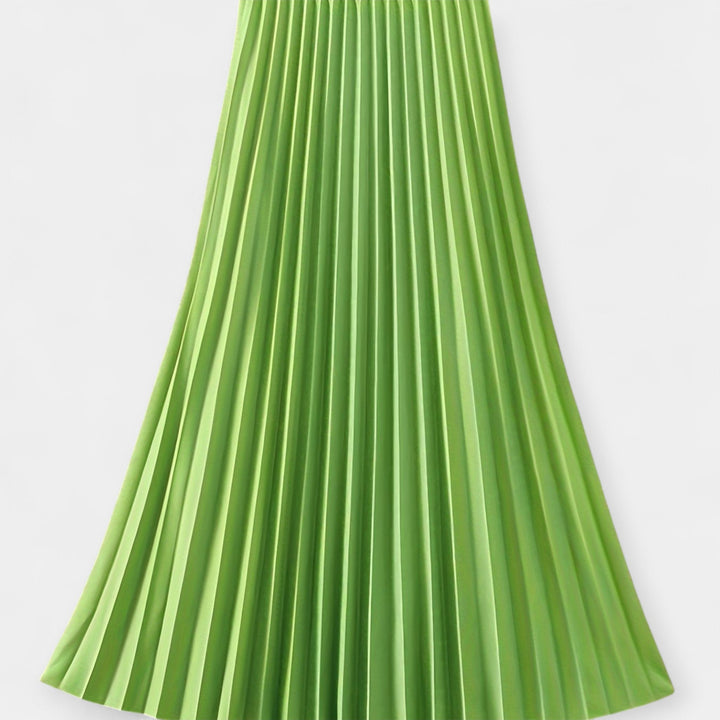 Veronika - Long pleated satin skirt