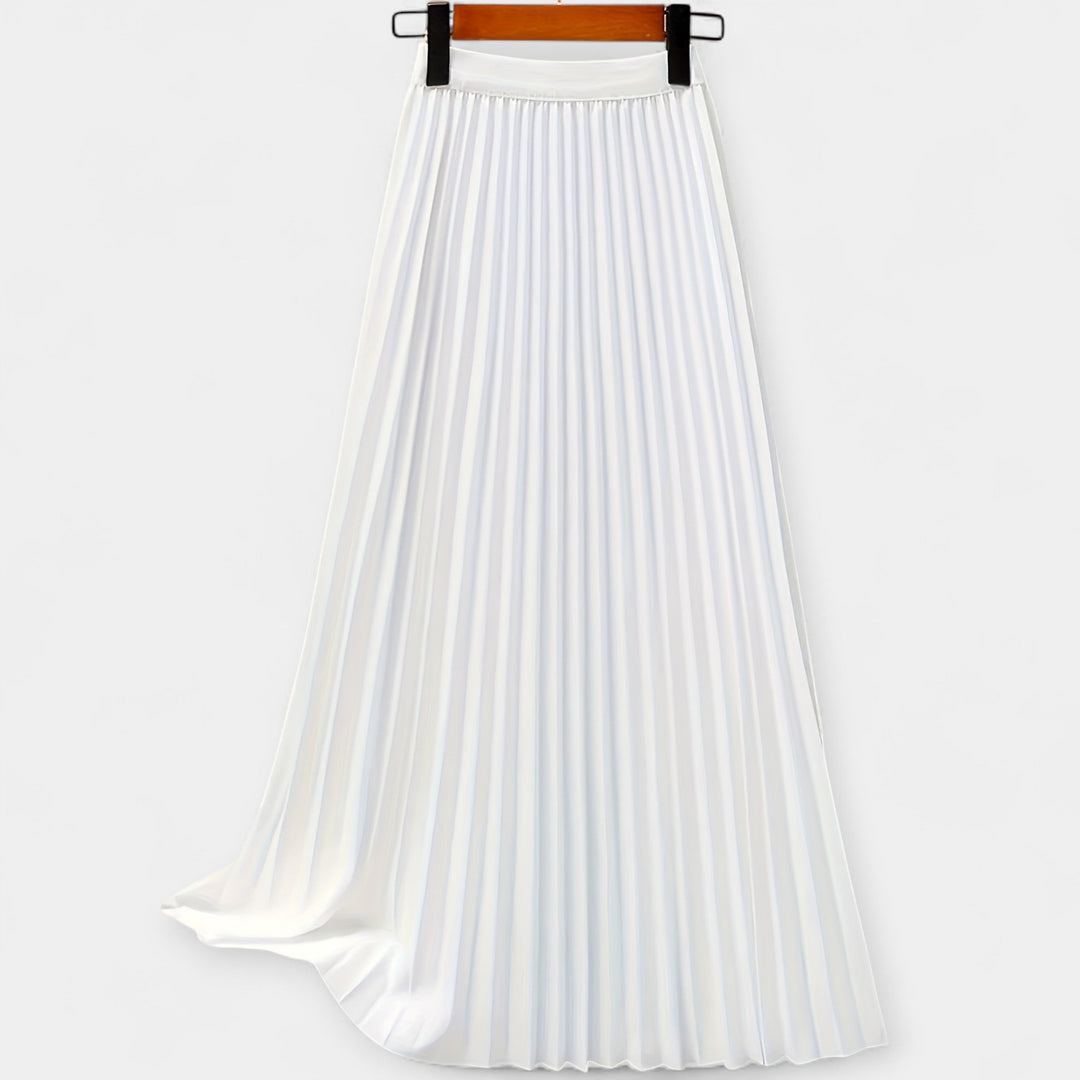 Veronika - Long pleated satin skirt