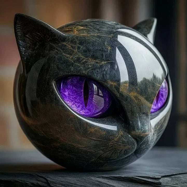 Stone Statue of a Black Cat – Symbol of Happiness and Style