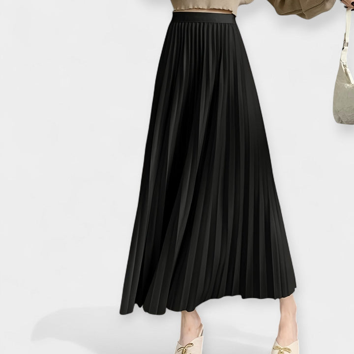 Veronika - Long pleated satin skirt