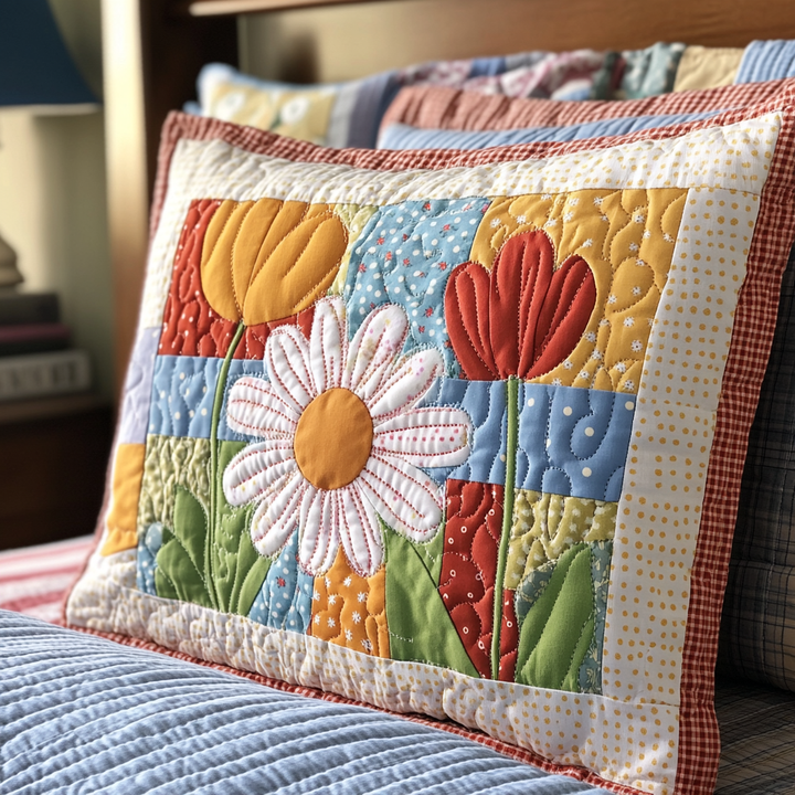 Patchwork Flower Quilted Bedding Pillow Case