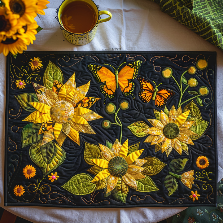 Butterflies Among Sunflowers Quilted Placemat