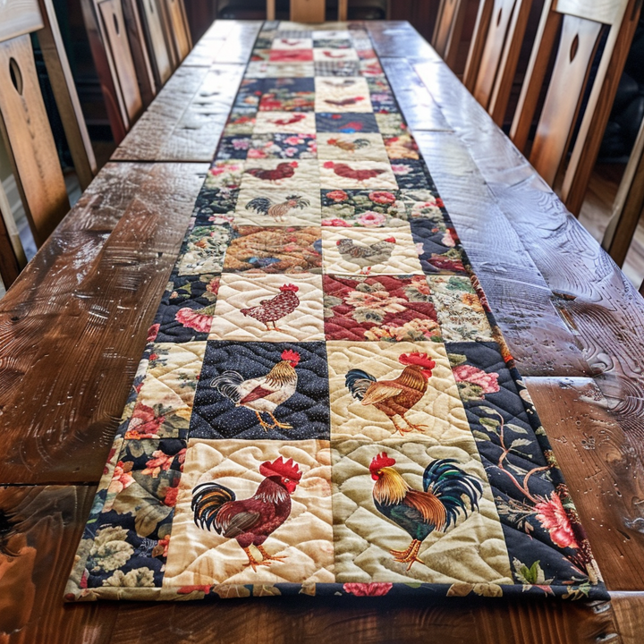 Poultry Patchwork Quilted Table Runner