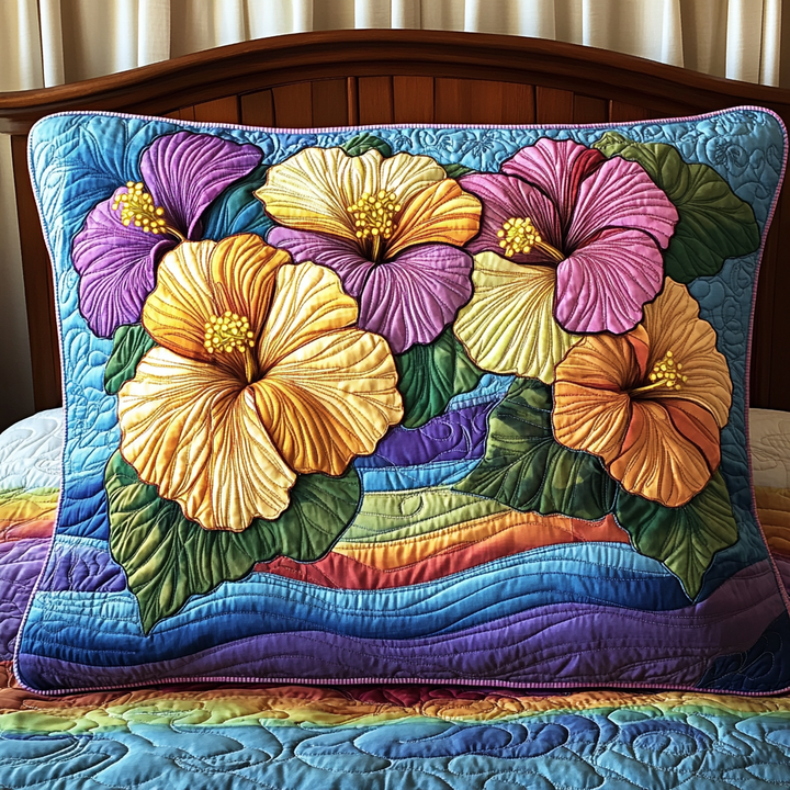 Hibiscus Harmony Quilted Bedding Pillow Case
