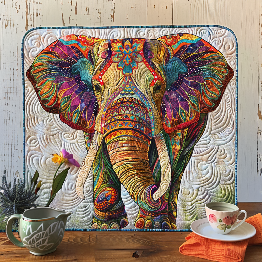 Vibrant Elephant Quilted Placemat