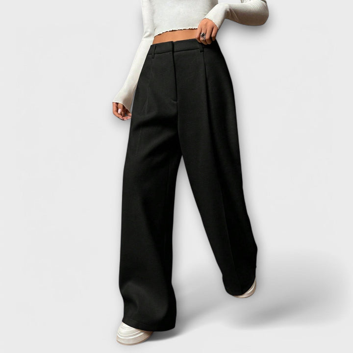 Wide women's high-waisted trousers