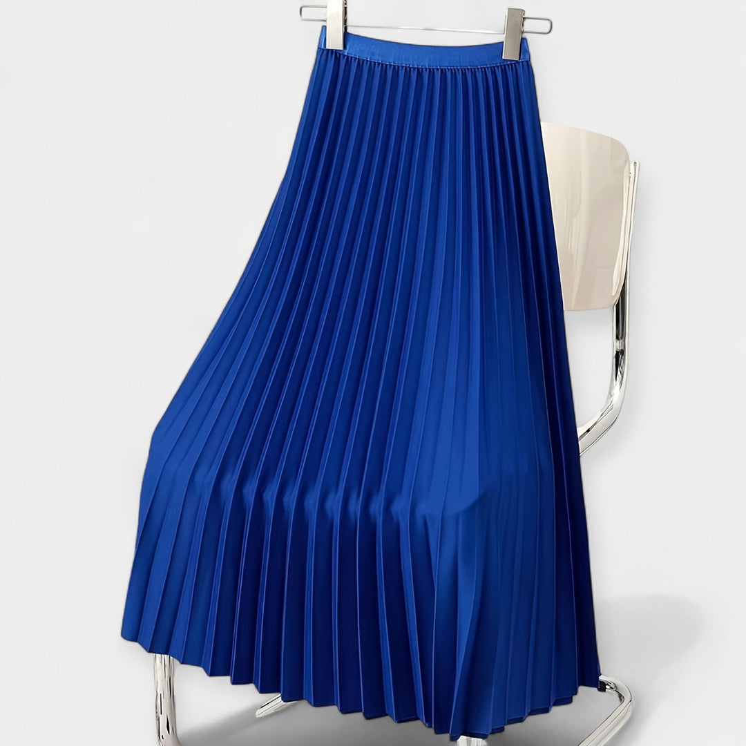 Veronika - Long pleated satin skirt