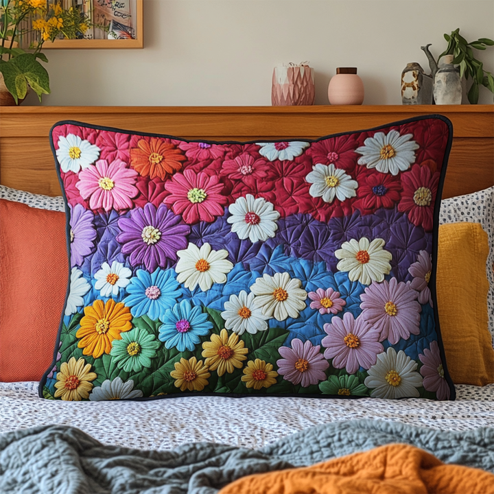 Flower Bliss Quilted Bedding Pillow Case