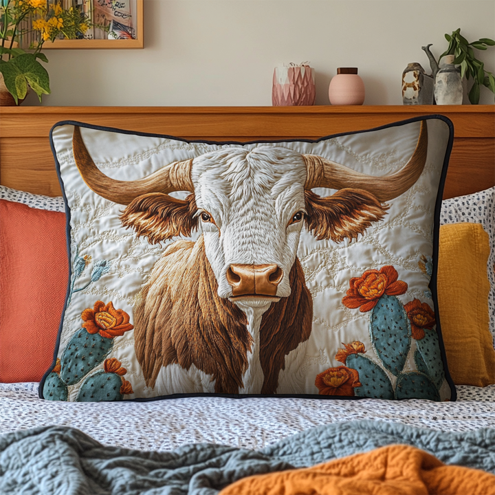 Texas Longhorn Quilted Bedding Pillow Case