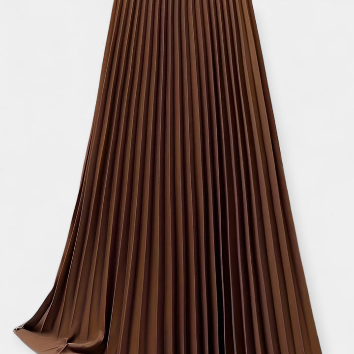 Veronika - Long pleated satin skirt