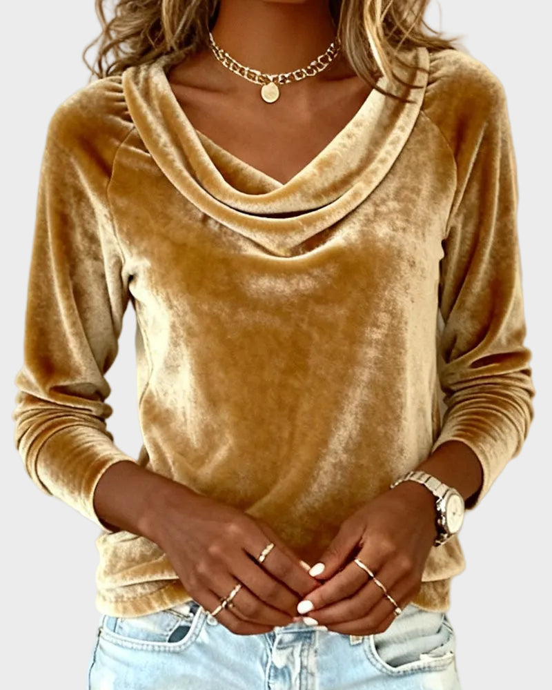 Jovelyra - Samette top with draped collar