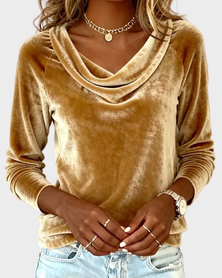 Jovelyra - Samette top with draped collar