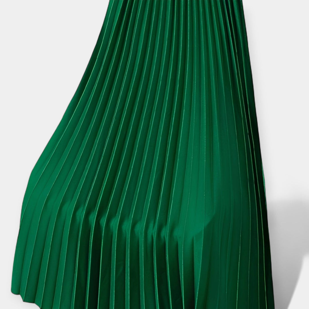 Veronika - Long pleated satin skirt