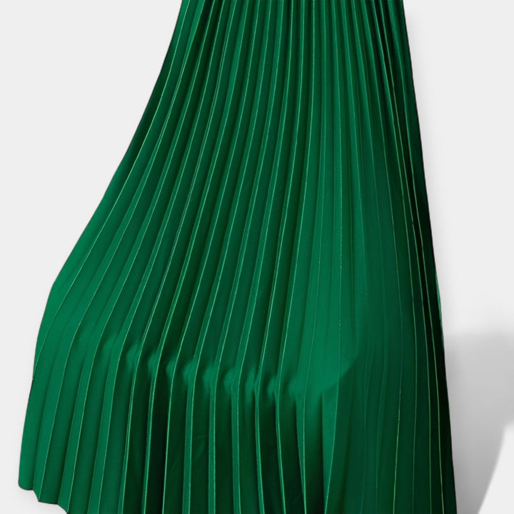 Veronika - Long pleated satin skirt