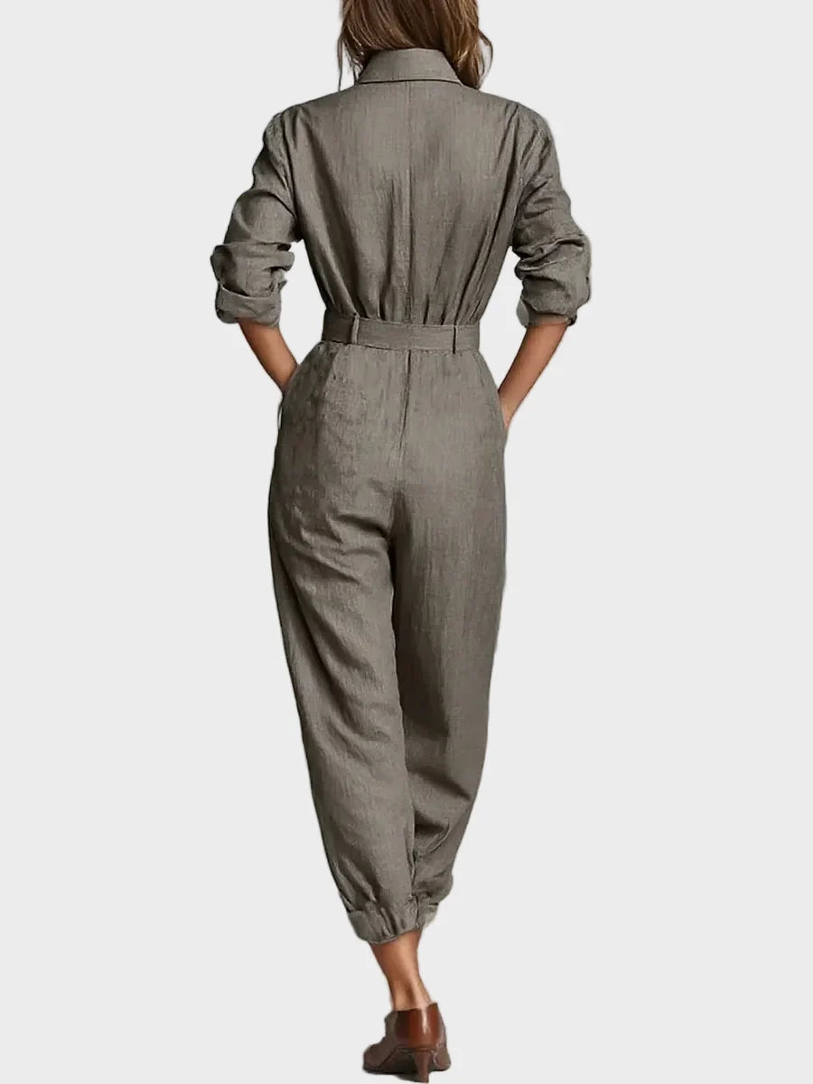 Magda - Cotton and linen jumpsuit with long sleeves