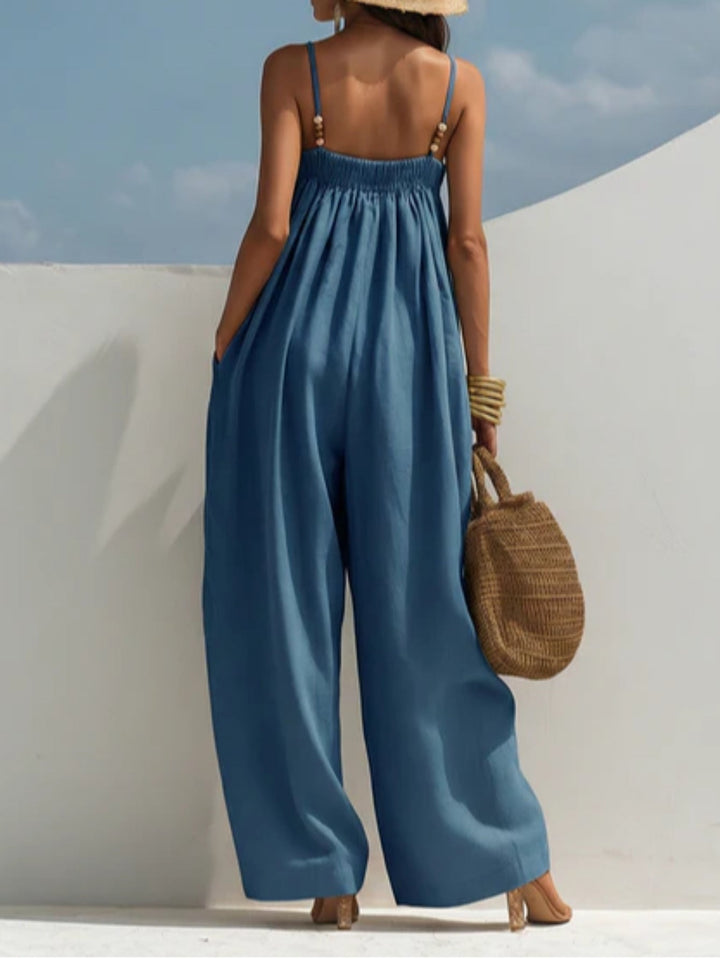 Magdalena - Wide Leg Denim Jumpsuit