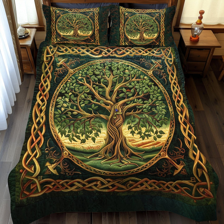 Majestic Tree of Life Celtic 3-Piece Quilted Bedding Set