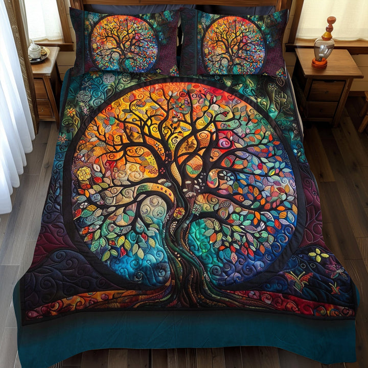 Intricate Celtic Tree of Life 3-Piece Quilted Bedding Set