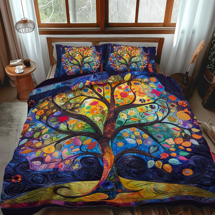 Ornate Celtic Tree Of Life 3-Piece Quilted Bedding Set
