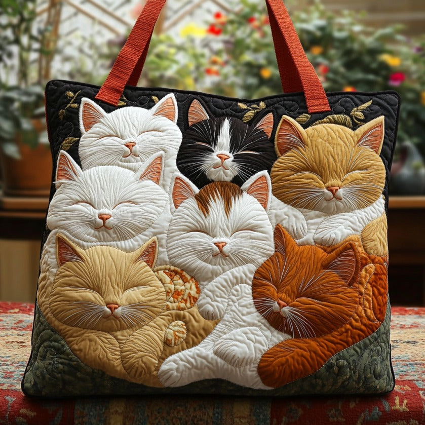 Sleeping Kitten Quilted Tote Bag