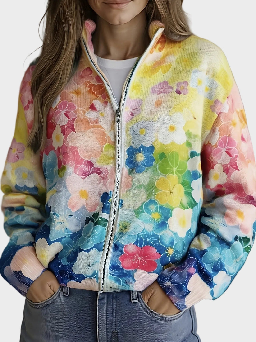 Augusta - Cardigan with ombre water flowers