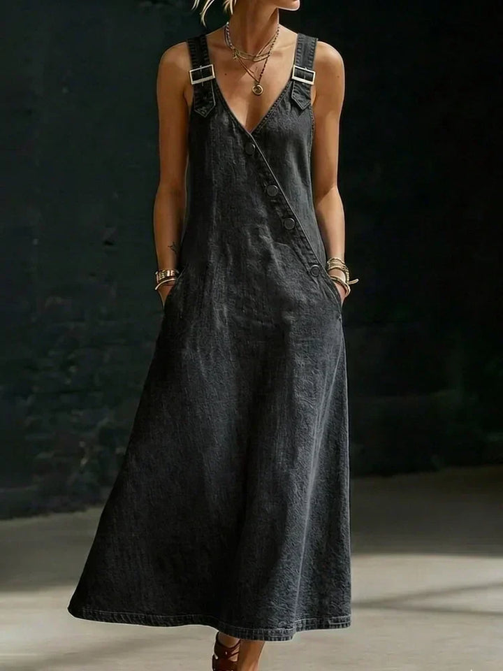 Anna - Long Denim Dress with Buttons