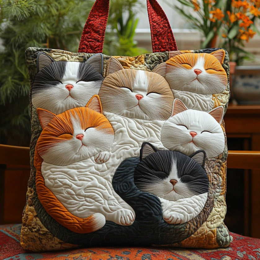 Cuddle Cat Quilted Tote Bag