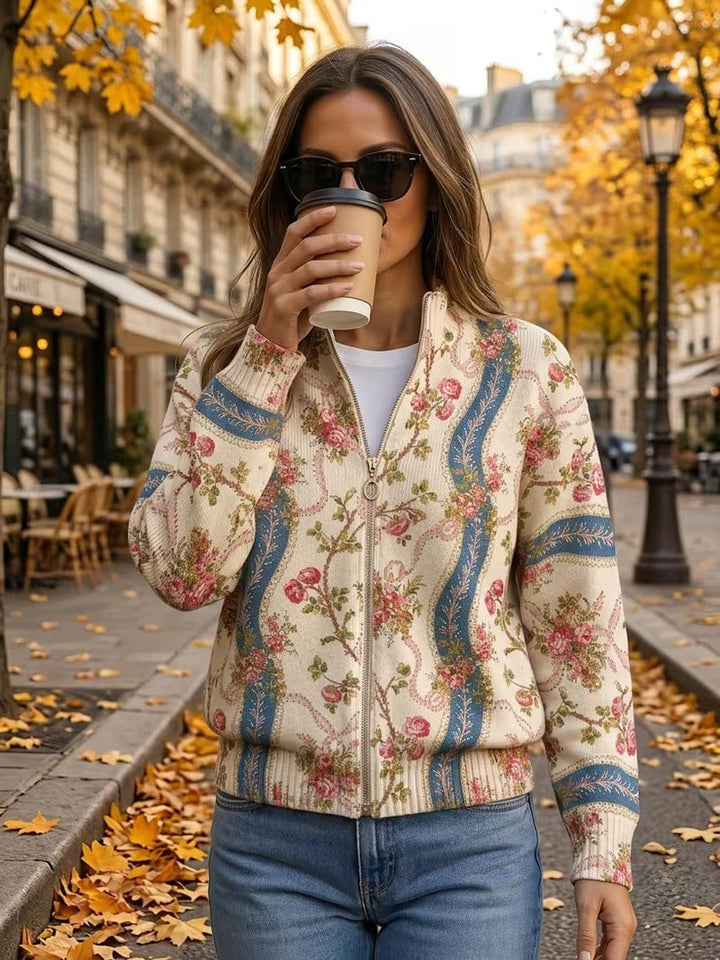 Eulalia - Cardigan with climbing roses on a ribbon