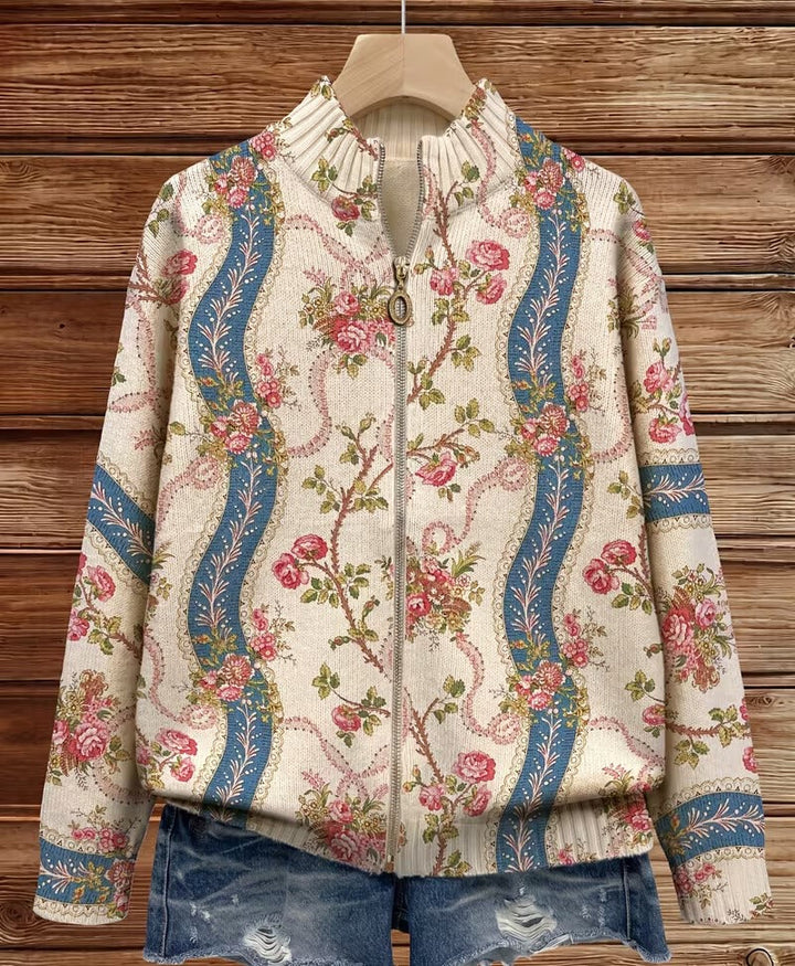 Eulalia - Cardigan with climbing roses on a ribbon