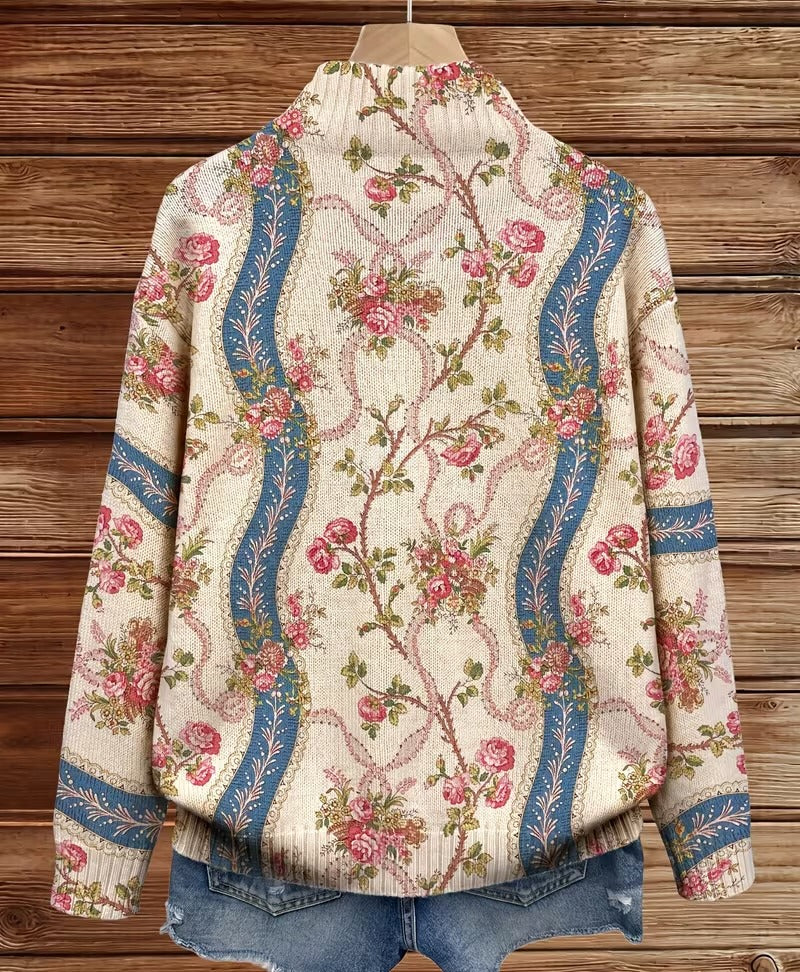 Eulalia - Cardigan with climbing roses on a ribbon