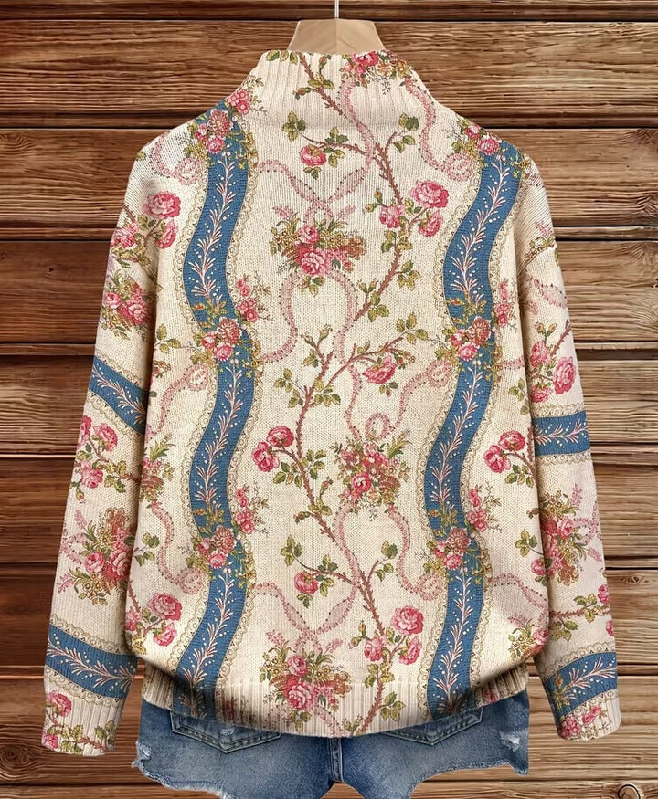 Eulalia - Cardigan with climbing roses on a ribbon