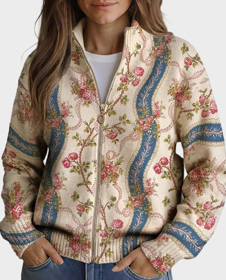 Eulalia - Cardigan with climbing roses on a ribbon
