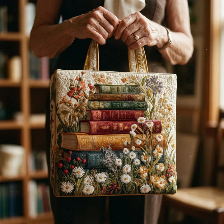 Quilted Tote Bag - Floral Pattern