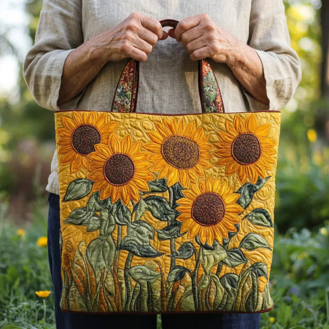 Quilted Tote Bag - Sunflowers