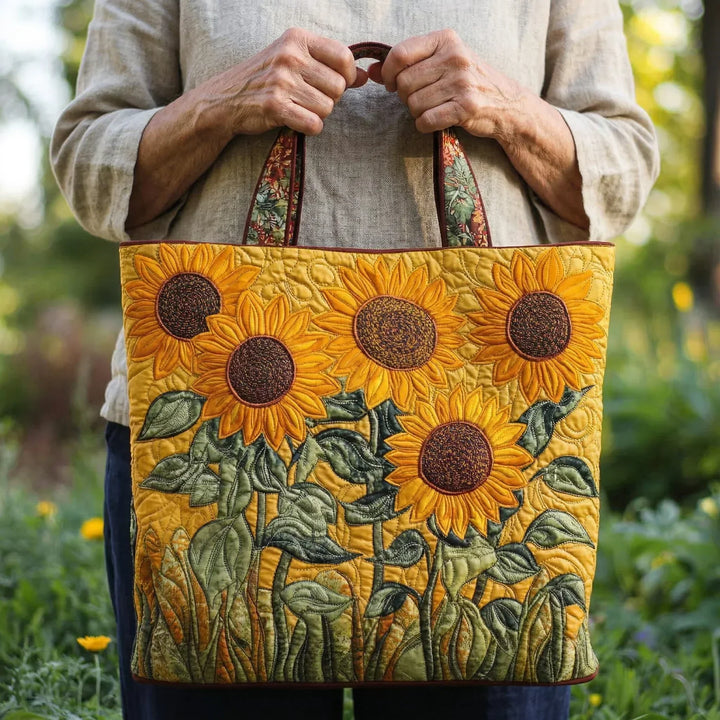Quilted Tote Bag - Sunflowers